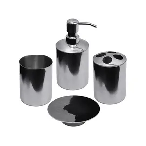 Garrafa de banheiro, conjunto de banheiro de aço inoxidável, estilo moderno, acessório para banheiro, 4 peças