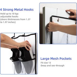 Over The Door Shoe Organizer 28 <b>Pockets</b> Mesh Hanging Shoe Storage Closet Door Rack <b>White</b> 2 Pack - Product Image 3