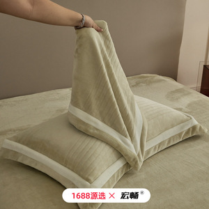 Winter Thickened Matte Embossed Milk Fleece Four-Piece <b>Bedding</b> Set Solid Color Warm Luxury Winter <b>Bedding</b> - Product Image 3