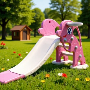 Pink <b>Plastic</b> <b>Slide</b> For Kids 3-6 Years Outdoor Indoor Play Equipment Toy With Soft Landing Pad And Sturdy Frame - Product Image 1