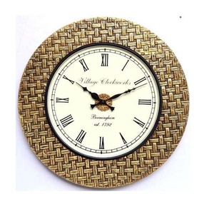 Antique Brass Metal <b>Wall</b> <b>Clock</b> Modern Fashion Custom Design Analog Quartz Imitative Metallic <b>Wall</b> Hanging <b>Clock</b> - Product Image 1