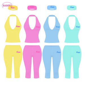 Completi Capri Shorts 2026 <span class=keywords><strong>Primavera</strong></span> <span class=keywords><strong>Estate</strong></span> con LOGO Personalizzato, Top Halter, <span class=keywords><strong>Abbigliamento</strong></span> Loungewear, Set da 2 Pezzi per <span class=keywords><strong>Donna</strong></span> - Product Image 1