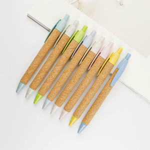 Biodegradable Natural Eco Friendly Wheat Straw Retractable <b>Rolling</b> Paper Ballpoint Pen Set with Custom Printing Packaging - Product Image 6