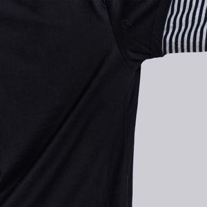 Custom Soft Lightweight 100% Cotton Jersey Unisex <b>Stripe</b> <b>Long</b> <b>Sleeve</b> <b>T</b>-<b>shirt</b> Custom Screen Printing Men's Mock Double Layer Tee - Product Image 6