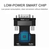 Convertisseur HD vers VGA avec câble audio 3,5 mm pour PS4/PC/ordinateur portable/téléviseur/moniteur/projecteur, adaptateur 1080P HD femelle vers VGA mâle