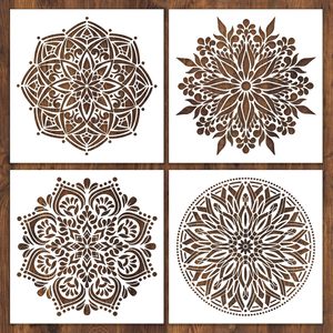 <span class=keywords><strong>Pochoir</strong></span> Mandala 12 -12 pouces, réutilisable pour <span class=keywords><strong>peinture</strong></span> sur bois, sol, mur, carrelage, meubles, pochoirs Mandala, 4 pièces - Product Image 3