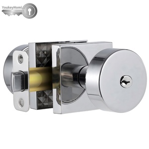 YoukeyHomi Hot Selling All-Function Entrance Keyed Privacy Passage <strong>Dummy</strong> Square <strong>Door</strong> <strong>Knob</strong> Handle Lock Polished Bright <strong>Chrome</strong> - Product Image 1