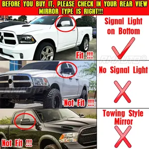 Carcasas de Repuesto para Espejos Retrovisores de Dodge Ram 1500 2009-2012, 68231243AA 68231242AM, Negro Brillante - Product Image 2