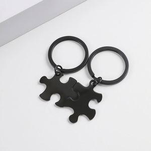 Porte-clés en acier inoxydable vierge pour gravure laser, pendentif puzzle métallique pour couple, décoration suspendue, cadeau de Saint-Valentin - Product Image 1