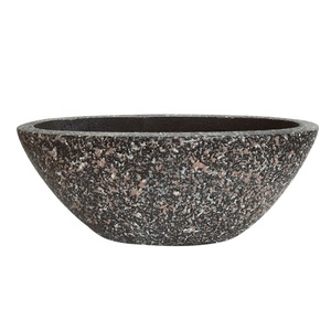 Jardinières de grande taille en pierre à effet terrazzo, brossées à la main, pour plantes d'extérieur et d'intérieur - Product Image 2