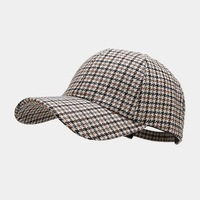 Casquette de baseball unisexe style coréen décontracté, protection UV, motif pied-de-poule, nouvelle collection automne, vente en gros, pour hommes et femmes