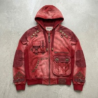 Sweat à capuche de luxe en coton épais 450 GSM, teint en pièce, effet vintage, streetwear, pull personnalisé multi-poches, de marques premium
