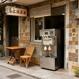 Machine à glace molle commerciale 2200W, 3 saveurs, avec pompe à air, machine à yaourt glacé Miken, modèle de table - Product Image 1