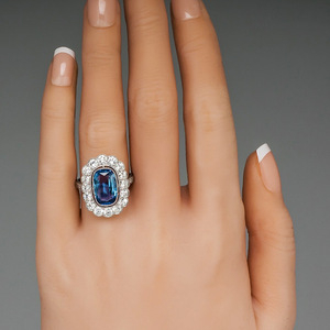 Anello in Cristallo Blu Acquamarina per Donne, Elegante Accessorio di Moda per Uso Quotidiano e Feste - Product Image 4