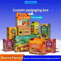 Boîtes en carton ondulé personnalisées pour fruits en petites séries, avec poignée, extra robustes, imprimées, pour emballage cadeau alimentaire, fabriquées sur commande