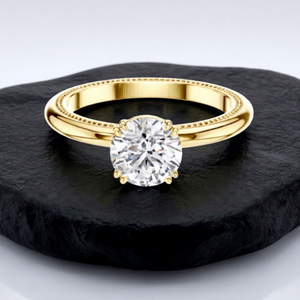 Anillo de Compromiso Solitario con Diamante de Corte Brillante Redondo en Oro Rosa Chapado, Certificado IGI, Estilo Clásico, Joyería para Mujer - Product Image 1