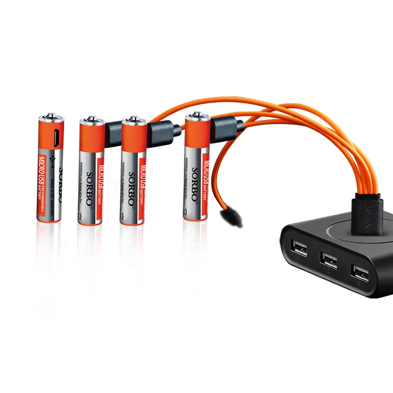 SORBO Custom Rechargeable Battery 1.5V AA AAA Lithium Reusble Micro USB Charging Port aa aaa Batteries Ni-Mh Wholesale