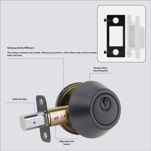 Cerradura de Seguridad de Alta Resistencia de un Solo Cilindro, Acero Inoxidable Negro Mate, Antirrobo, con Llave - Product Image 3