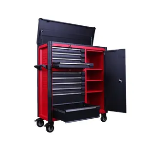 Heavy Duty Black And Red Garage Tool Cabinet Workshop Tool Trolley Toolbox Tool Chest