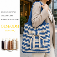 Sac fourre-tout en tricot polyester avec nœud, léger, sac à bandoulière grande capacité, pour la plage, l'école, usage quotidien, couleur personnalisée, vente en gros