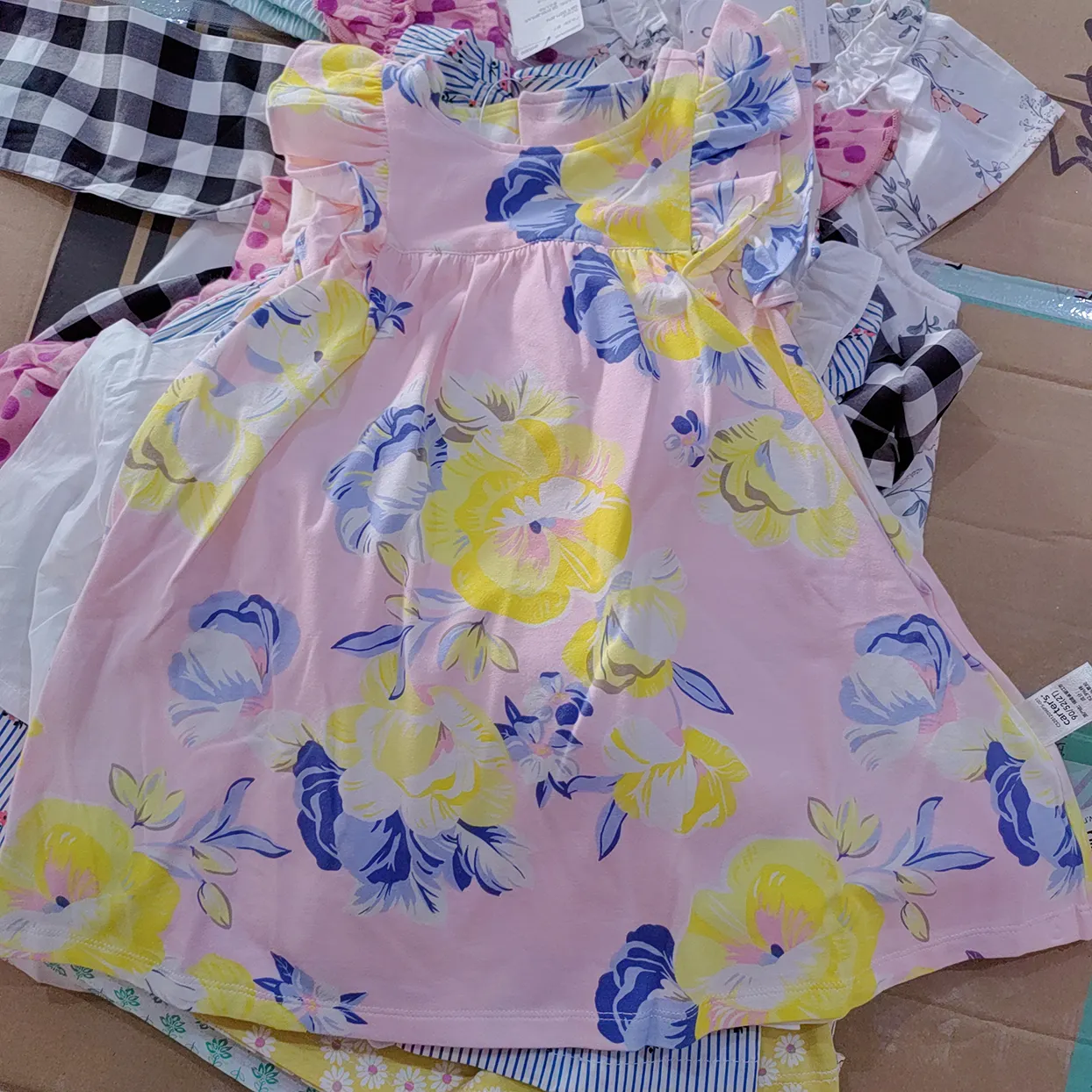 Vestido de bebê, vestido de estoque de roupa para bebês meninas