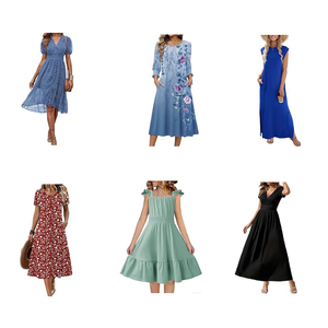 Vestidos Casuales para Mujer, Lote Surtido, Mezcla Aleatoria, Cuello en V, Manga Corta, Estampados Diversos, Mezclas de Algodón, Suministro al por Mayor para Revendedores - Product Image 5