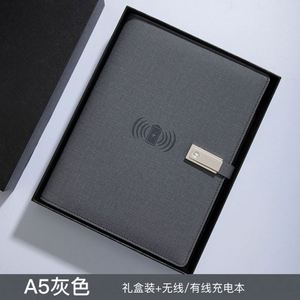 ออกแบบโลโก้ตามสั่ง สมุดบันทึกธุรกิจอัจฉริยะสุดหรูหุ้มหนัง ความจุ 8000mAh พร้อมที่ชาร์จไร้สาย พาวเวอร์แบงค์ ของขวัญคริสต์มาสสำหรับวีไอพี - Product Image 6