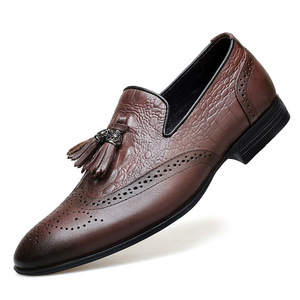 Zapatos Brogue de Otoño para Hombre, de Piel de Vacuno, con Punta Redonda, Estilo Inglés Vintage, con Borlas, Formales, para Negocios - Product Image 1