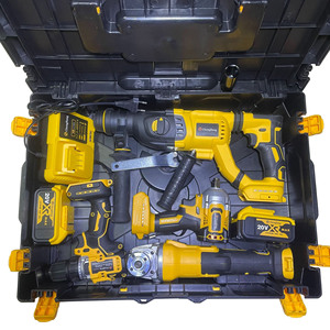 <b>Power</b> <b>Tool</b> Kits Hammer Portable Impact Drill Brushless Angle Cordless Wrench 4pcs Combination <b>Tool</b> Set Yellow - Product Image 4