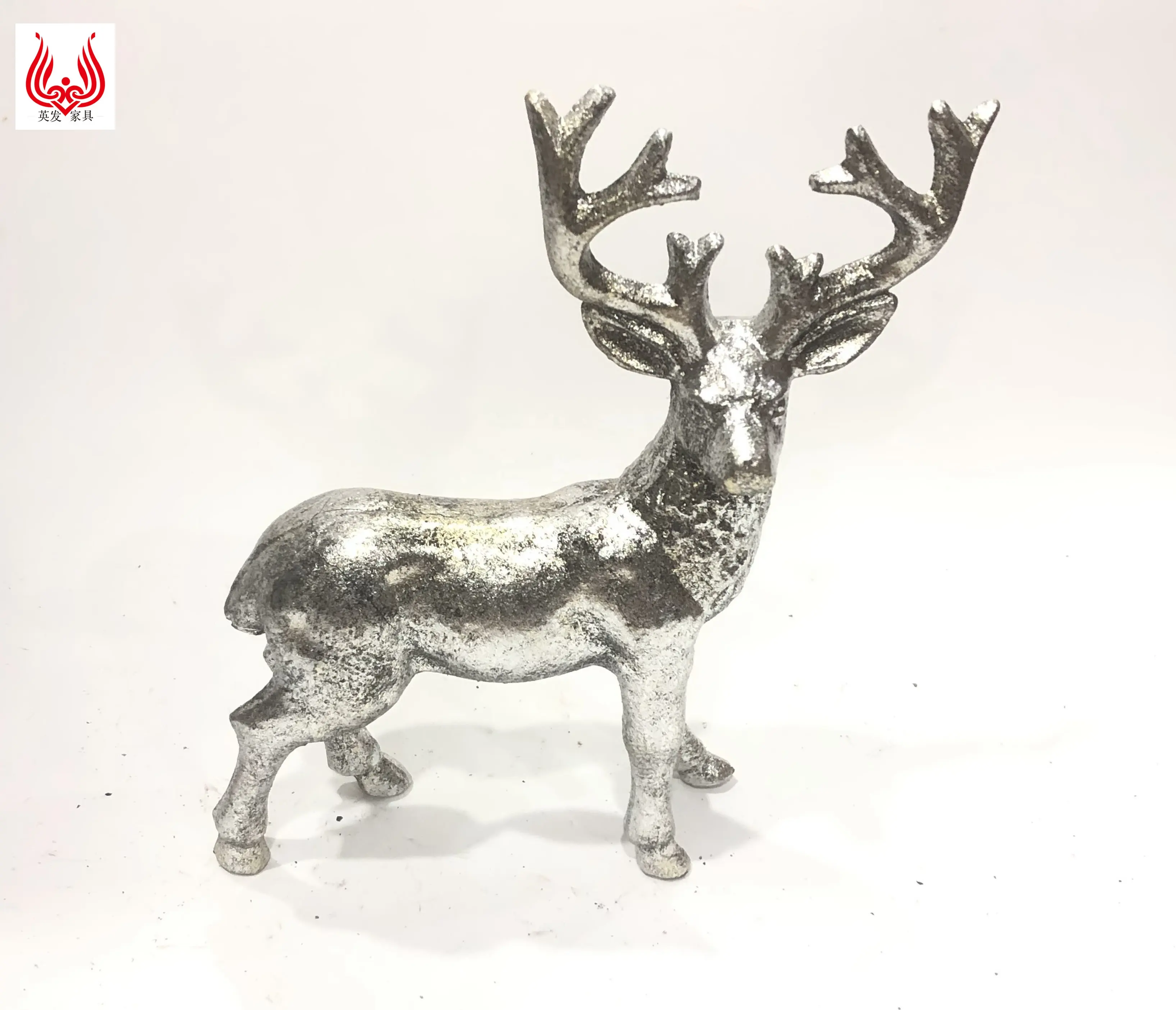 Yinfa Antike Silber Farbe Design Gusseisen Deer Statue Für Home Garten Weihnachten Dekoration