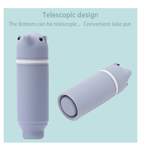 Customized Color Packing Silicone Stand up <strong>Pen</strong> <strong>Pouch</strong> with Cute Animal Face for School Pencil case - Product Image 5