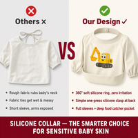 Bavoir bébé personnalisé en silicone imperméable à manches longues, col en silicone à 360 degrés, imprimé excavatrice, ensemble de sevrage pour bébé 6M-3Y