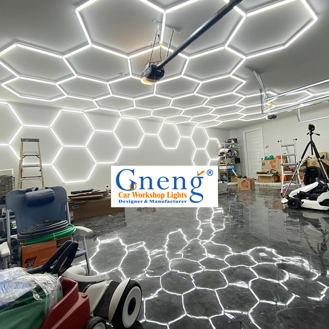 Factory Price Deformable Hanging Modular Garage Ceiling Detailing Light Led Hexagon Tube Light Set