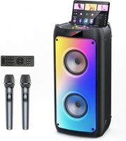 Système de karaoké tout-en-un avec écran, lumières RGB, 2 enceintes portables / Système KTV domestique, deux micros pour intérieur et extérieur
