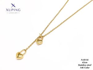 Colliers pour femmes XUPING en acier inoxydable, vente en gros, pendentifs breloques tendance en forme de fleur, papillon et cœur - Product Image 3
