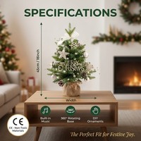 Sapin de Noël pré-éclairé de 60 cm avec base musicale rotative, arbre en PE et PVC mélangés en pot, ignifuge et résistant aux intempéries
