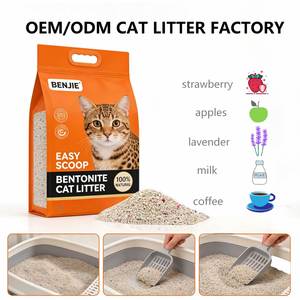 Litière pour chat en bentonite naturelle et efficace BENJIE en gros, 5 kg, biodégradable, hautement absorbante, agglomération rapide, anti-odeur et sans poussière - Product Image 1