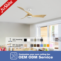 Ventilador de Techo 1stshine con Aspas de Madera Maciza, Control Remoto, Diseño Moderno, Hogar Inteligente, Eficiente, Garantía de Calidad, con Luz LED