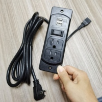 Multiprise de bureau encastrable BAYU avec prises US et TR, 2 ports USB et interrupteur pour bureaux à domicile