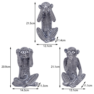 Redeco Offre Spéciale créatif n'écoutez <span class=keywords><strong>pas</strong></span> <span class=keywords><strong>ne</strong></span> voyez <span class=keywords><strong>pas</strong></span> <span class=keywords><strong>ne</strong></span> parlez <span class=keywords><strong>pas</strong></span> Figurine de singe rayé mignon Statue de singe en résine ornements d'animaux - Product Image 3