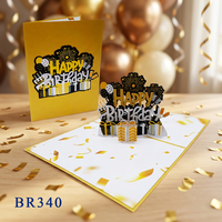 Carte de vœux 3D pop-up Joyeux Anniversaire avec enveloppe et étiquette, faite à la main, en papier imprimé offset, souvenir Hanoï, nouvelle arrivée Viet-craft