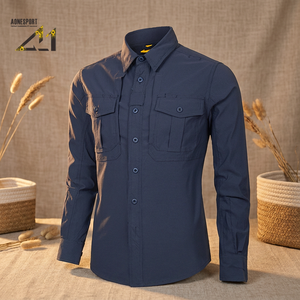Men's Long Sleeve Outdoor Safari <b>Shirt</b> 100% Polyester Woven Quick Dry Anti-Wrinkle Breathable Button-Down Casual Workwear - Product Image 1