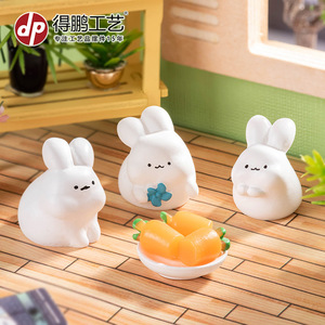 Figurines de lapins miniatures en résine Dp Craft, décorations d'animaux mignons, accessoires de bureau pour enfants et adultes - Product Image 1