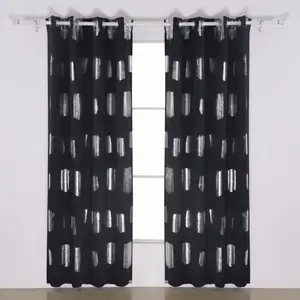New Design Oblong Pattern Foil Printed Thermal Insulated Fabric Weaving Blackout Curtains