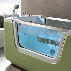 <span class=keywords><strong>Baignoire</strong></span> bébé rectangulaire autoportante moderne en acrylique vert avec fonction de trempage et drain inclus pour salle de bain - Product Image 4