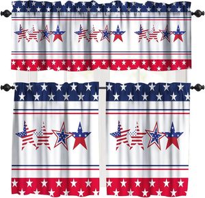 Ensemble de rideaux à volants pour cuisine, thème Fête de l'Indépendance, motif étoile patriotique pour le Memorial Day, 3 pièces, pour petites fenêtres de café - Product Image 6