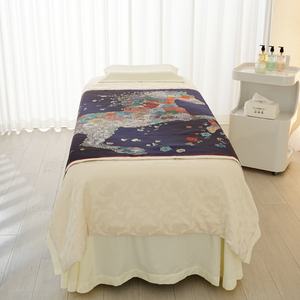 Topper de lit ou lit de massage à cils de qualité supérieure (beige) avec un beau motif floral Ensemble de draps de <span class=keywords><strong>traitement</strong></span> de spa de protection de luxe - Product Image 2