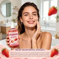 Savon liquide pour le corps à la fraise, à l'aloe vera et à la vitamine E, pH équilibré, hydratant, nettoyage doux, 250 ml, OEM ODM