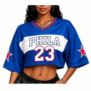 <span class=keywords><strong>Maillot</strong></span> de supporter personnalisé rapide avec nom et numéro pour femme, coupe oversize, LeBron James, Phila <span class=keywords><strong>76ers</strong></span> 2026, style crop top - Product Image 3