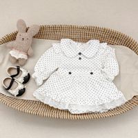 Engepapa Vêtements pour enfants Printemps Hauts à manches longues à pois pour filles Jupe Pantalon Ensemble 2 pièces Coton Style ordinaire Europe Amérique